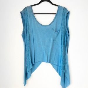 🌟 Anthropologie Lilka Asymmetrical Lace Top - Blue